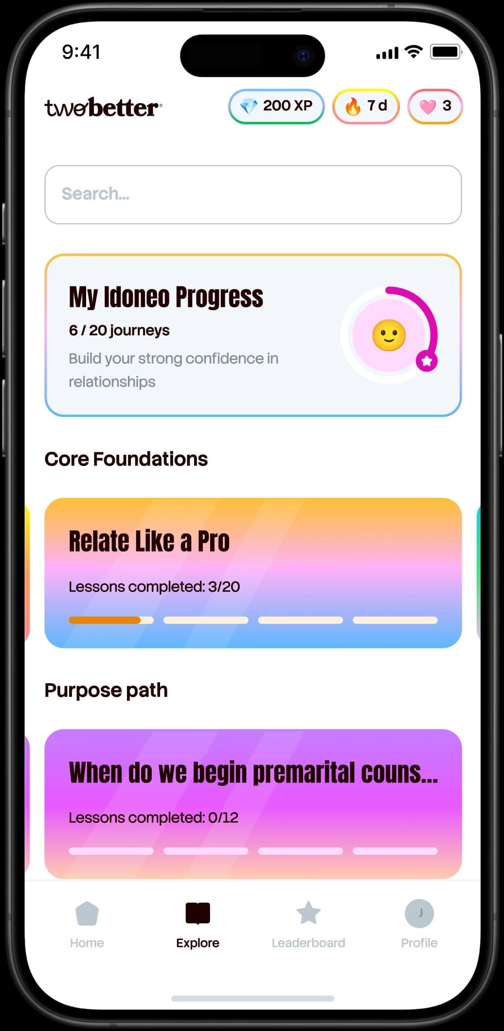 Travel selection screen with lessons