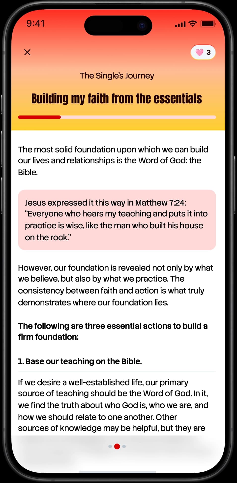 Lesson content screen with learning materials