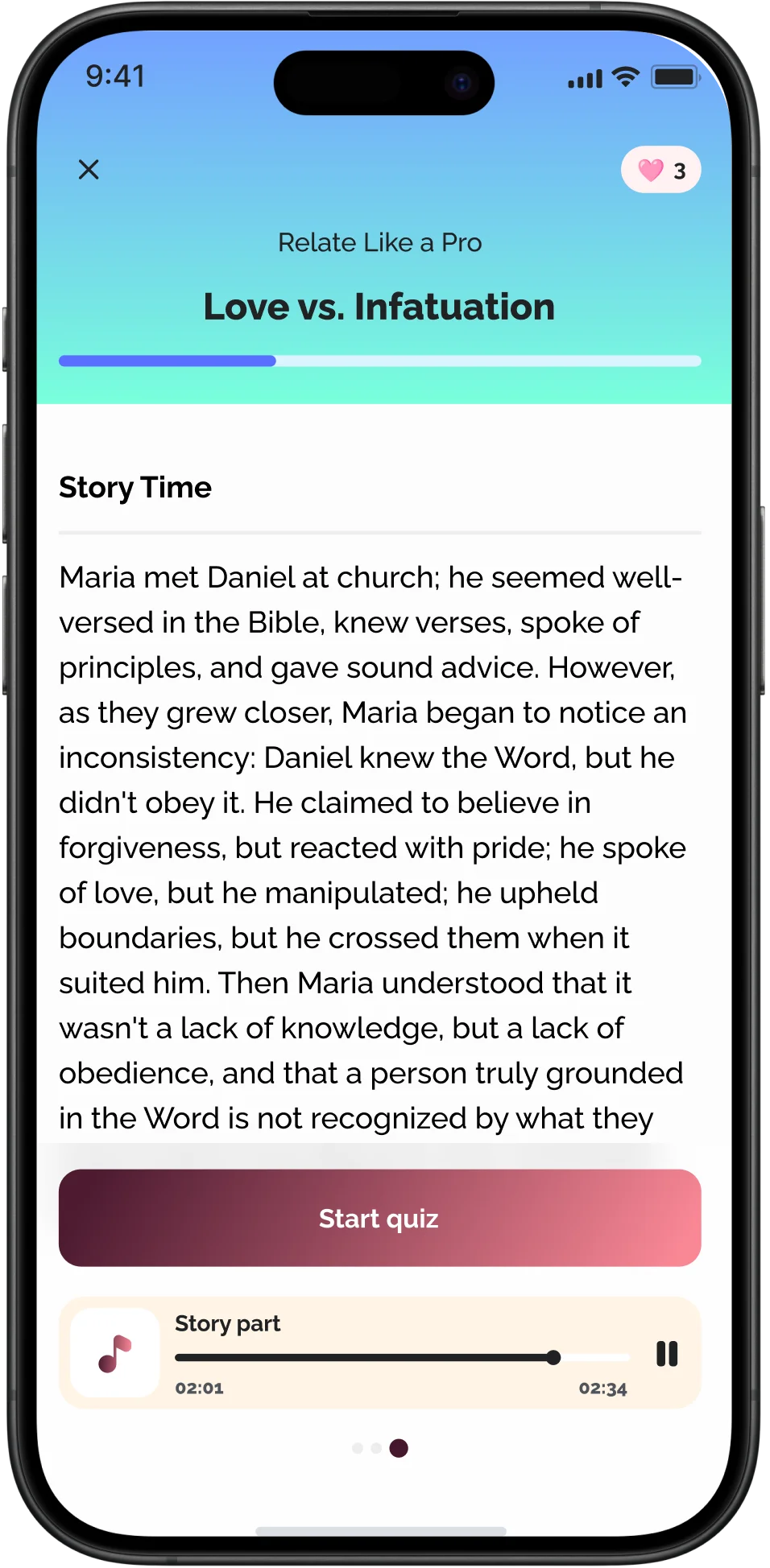 Story screen from the lesson